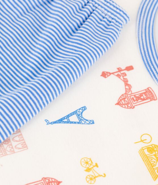 Pijama de París de niño de algodón blanco MARSHMALLOW/blanco MULTICO