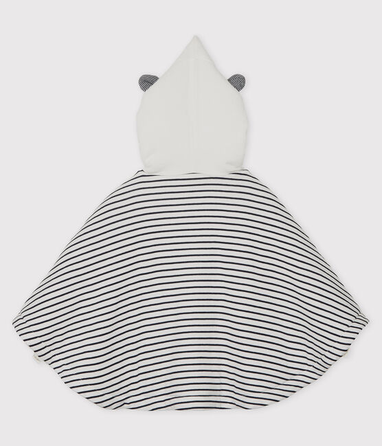 Capa de rayas con capucha de bebé de algodón ecológico blanco MARSHMALLOW/azul SMOKING