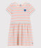 Vestido infantil de algodón de manga corta con rayas y corazón blanco AVALANCHE/ MULTICO