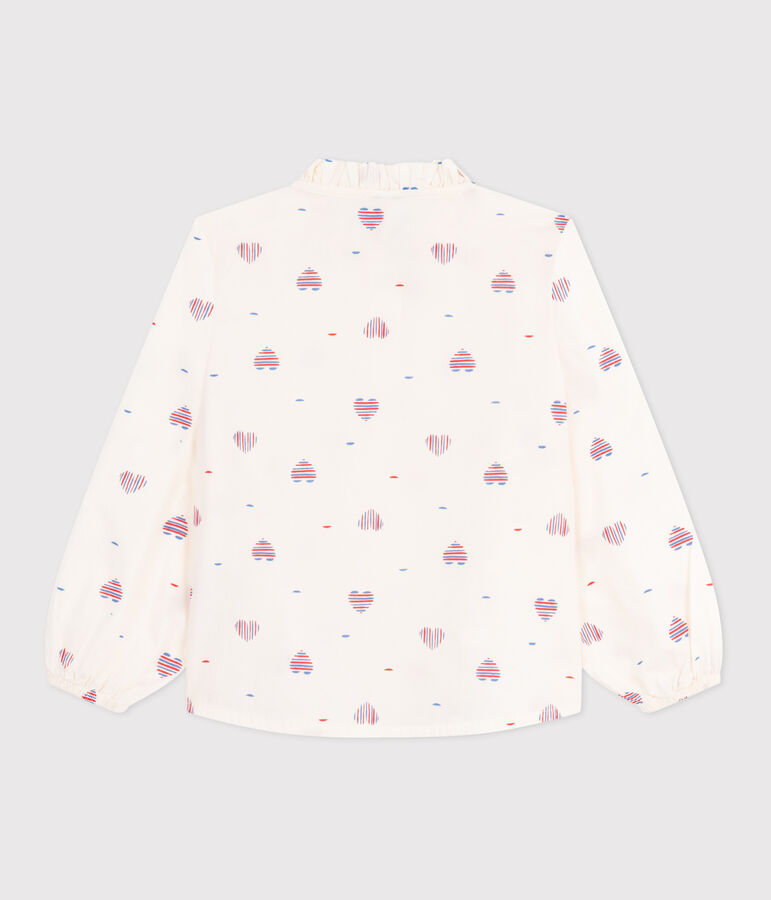 Blusa infantil de manga larga de algod&oacute;n con corazones crudo/multicolor