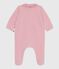 Pijama de terciopelo con cuello liso para bebé rosa CHARME