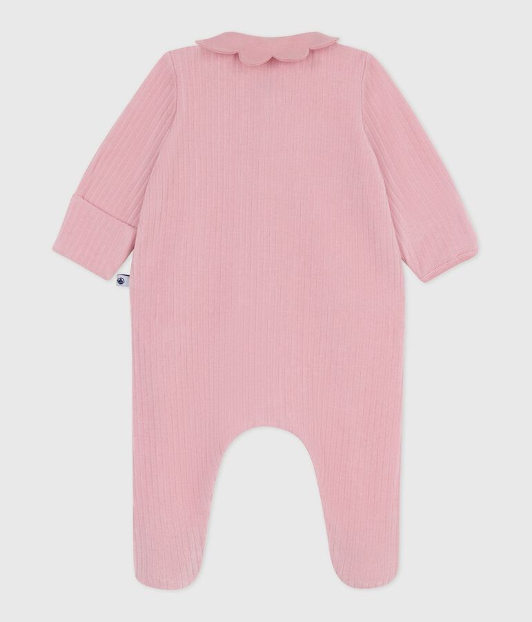 Pijama de terciopelo con cuello liso para beb&eacute; rosa