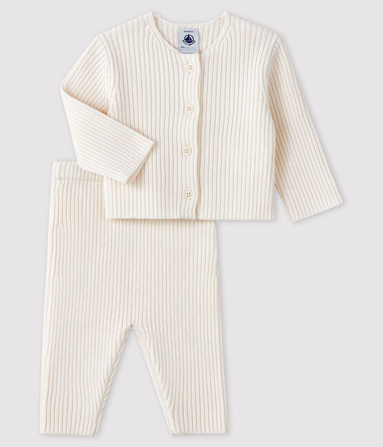 Conjunto blanco de 2 piezas de punto para bebé blanco MARSHMALLOW