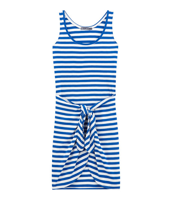 Vestido de playa adulto azul PERSE/blanco MARSHMALLOW