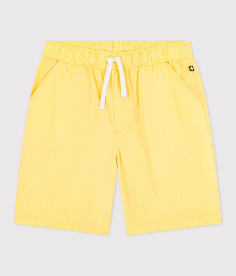 Bermudas cortas infantiles de algod&oacute;n liso amarillo
