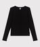 Cárdigan de algodón liso para mujer negro BLACK