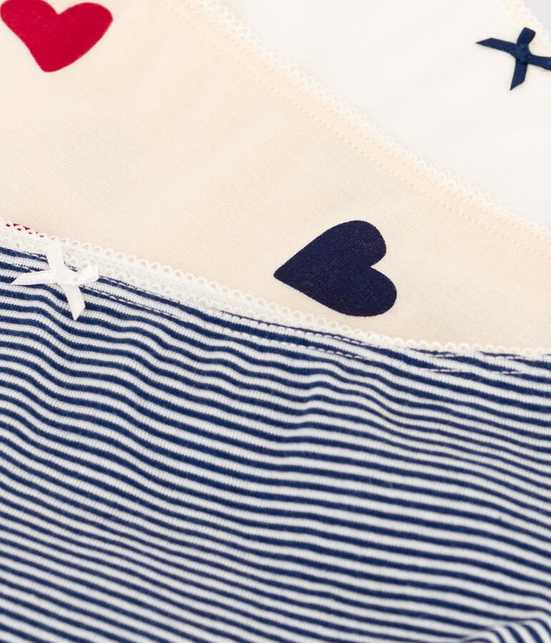 Juego de 3 culottes de algod&oacute;n con tres corazones para ni&ntilde;a multicolor