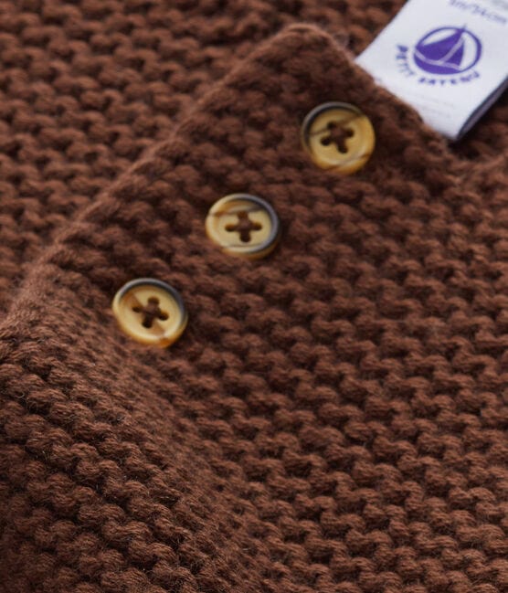 Cardigan de lana y algodón unisex marron BROWN