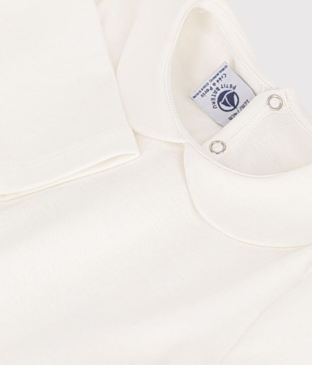 Blusa de algod&oacute;n de manga larga para beb&eacute; blanco