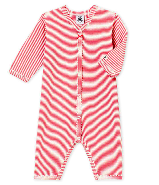 Pelele sin pies y babero para bebé niña rosa CHEEK/blanco MARSHMALLOW