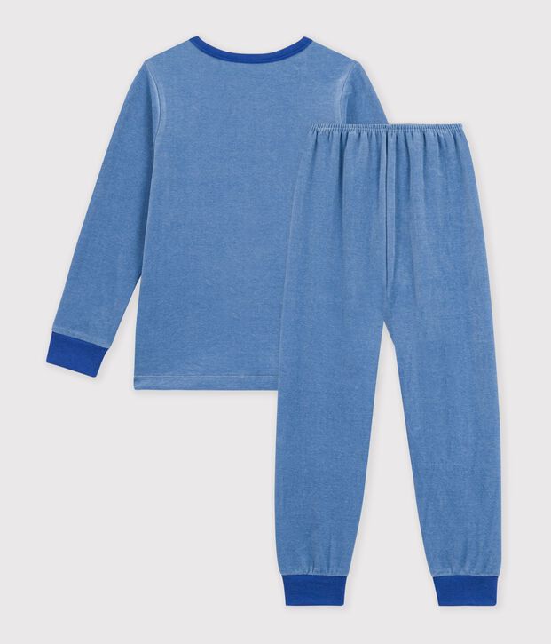 Pijama infantil de terciopelo con estampado de Par&iacute;s azul