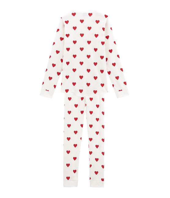 Pijama de punto para chica blanco MARSHMALLOW/rojo TERKUIT