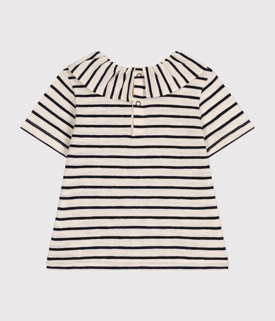 Blusa de manga corta de punto para bebé blanco AVALANCHE/azul SMOKING