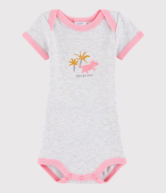 Bodi de manga corta de bebé niña gris BELUGA/rosa GRETEL