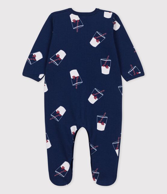 Pelele de bebé de algodón orgánico Tajinebanane x Petit Bateau azul MEDIEVAL/blanco MULTICO