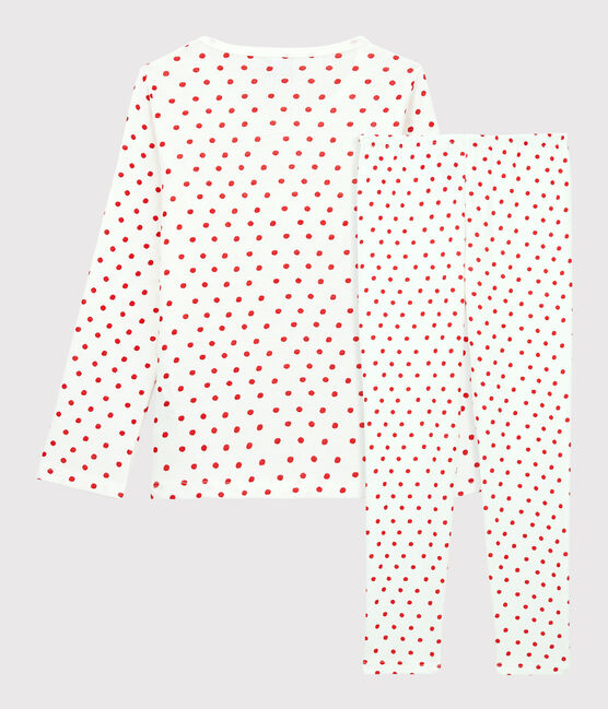 Pijama con lunares rojos de algodón de niña blanco MARSHMALLOW/rojo PEPS