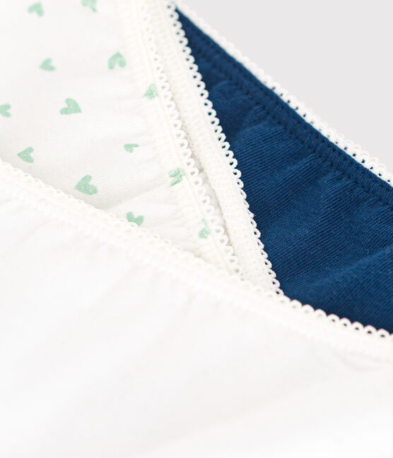Juego de 3 culottes infantiles de algodón y elastano con estampado de corazones variante 1