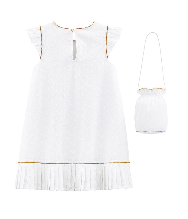 Vestido con bolso de ceremonia infantil para ni&ntilde;a blanco