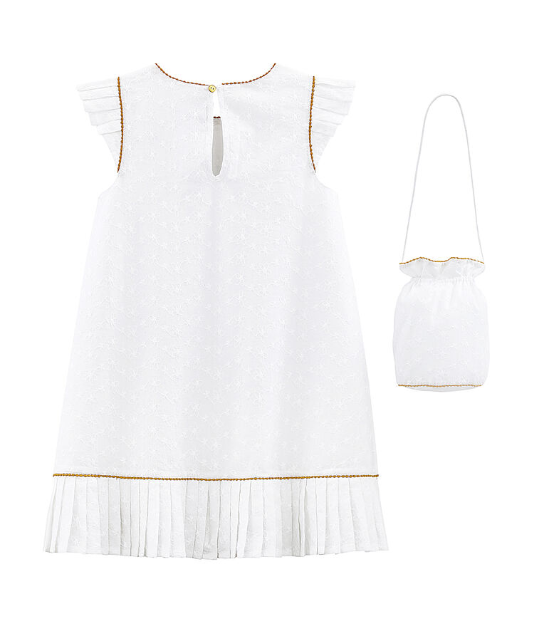 Vestido con bolso de ceremonia infantil para ni&ntilde;a blanco
