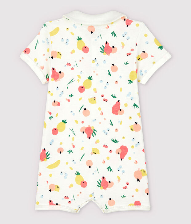 Pijama corto de frutas de algod&oacute;n para beb&eacute; ni&ntilde;a blanco/multicolor