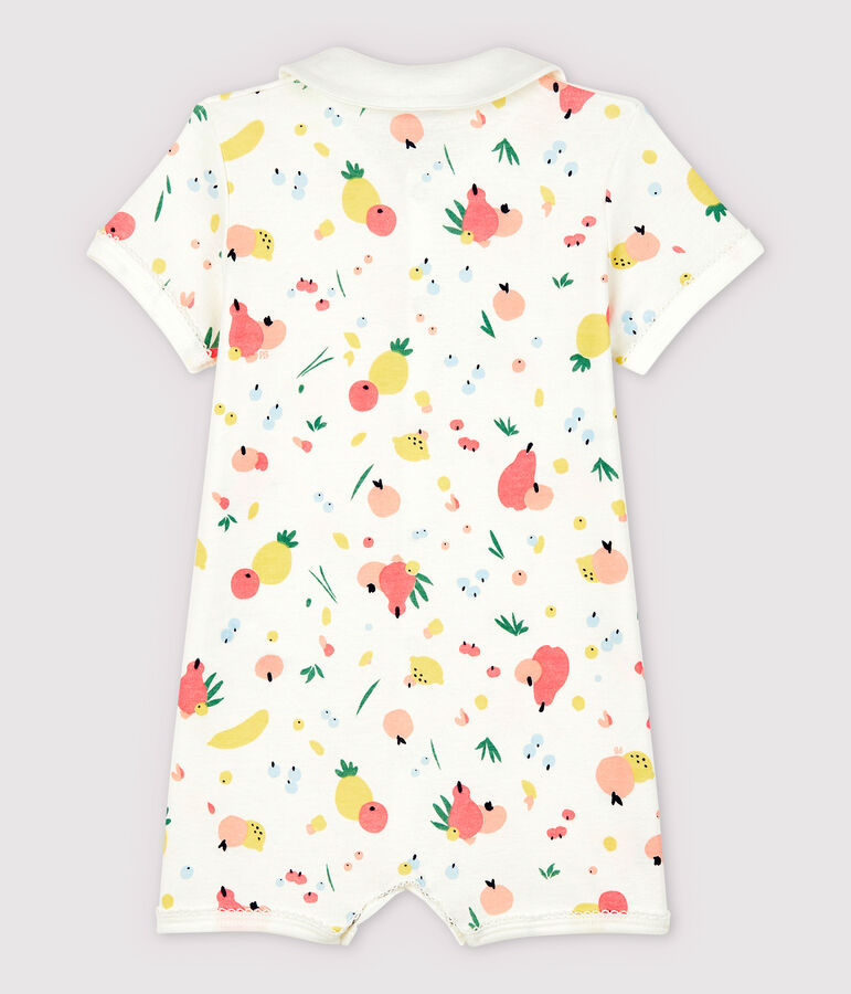 Pijama corto de frutas de algod&oacute;n para beb&eacute; ni&ntilde;a blanco/multicolor