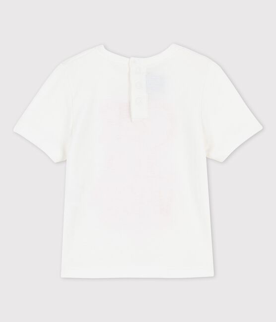 Camiseta de manga corta con motivo de algodón de bebé blanco MARSHMALLOW