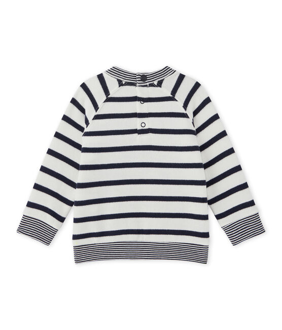 Sudadera bebé niño con rayas marineras blanco MARSHMALLOW/azul SMOKING