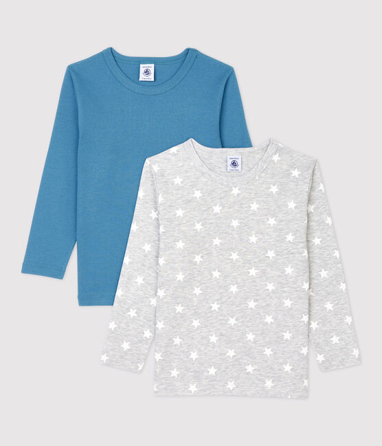 Juego de 2 camisetas de manga larga con estampado de estrellas de niño de algodón variante 1