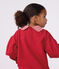 Sudadera infantil lisa de algod&oacute;n con cuello rojo