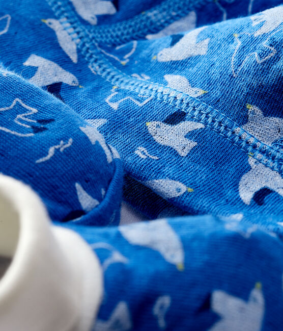 Juego de gorro y patucos para recién nacido de túbico de algodón orgánico azul variante 1