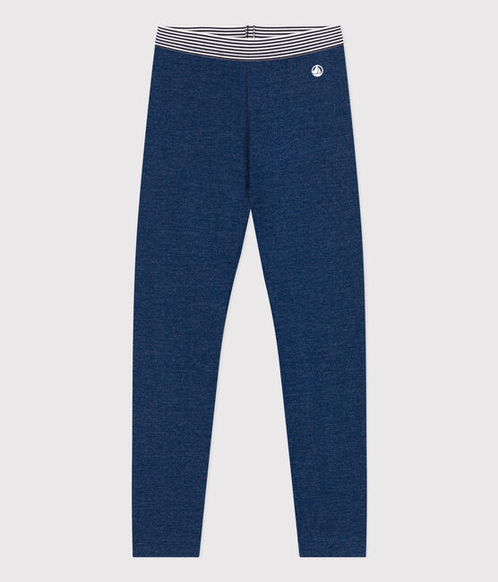 «Jeggings» de muletón de efecto vaquero de niña azul MEDIEVAL/beige ECRU