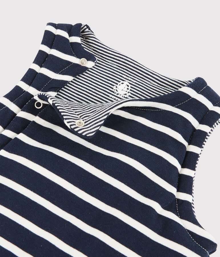 Chaleco reversible de punto acanalado enguatado para beb&eacute; azul/blanco