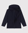Sudadera infantil de algodón liso con capucha y cremallera azul SMOKING