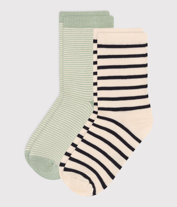 2 pares de calcetines de algod&oacute;n a rayas para ni&ntilde;os multicolor