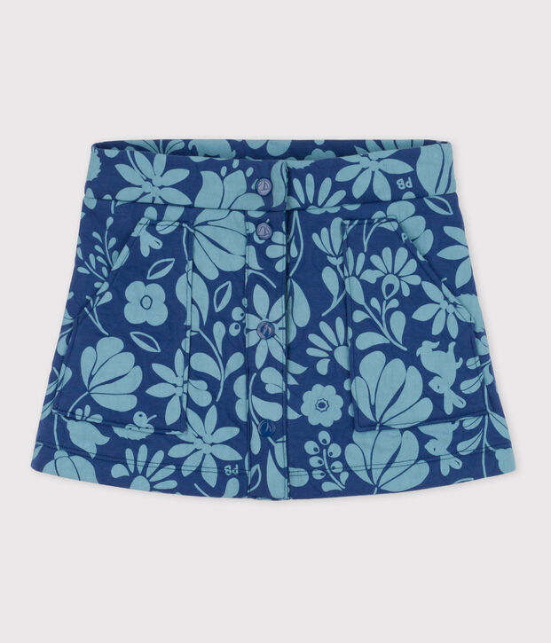 Falda estampada de tejido t&uacute;bico acolchado de ni&ntilde;a azul/azul