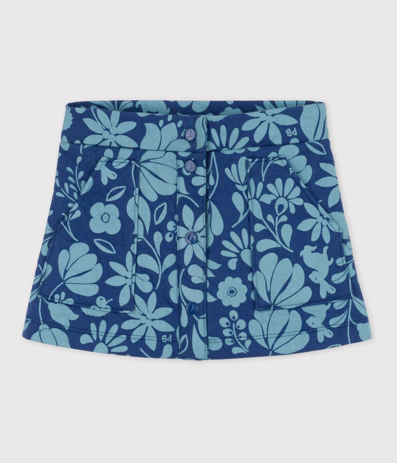 Falda estampada de tejido t&uacute;bico acolchado de ni&ntilde;a azul/azul