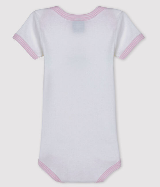 Bodi de manga corta para bebé niña blanco ECUME/rosa DOLL