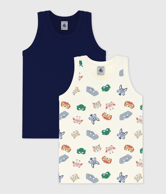 Juego de camisetas infantiles sin mangas de algodón con estampado de máscaras variante 1