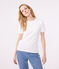 Camiseta Iconique de manga corta de punto liso para mujer blanco ECUME