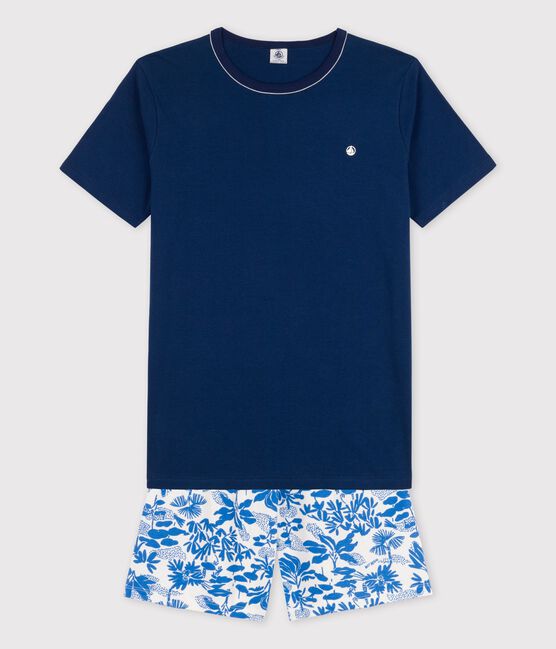 Pijama corto azul de algodón de chico azul MEDIEVAL/blanco MULTICO
