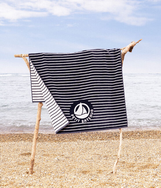 Toalla de playa azul SMOKING/blanco MARSHMALLOW
