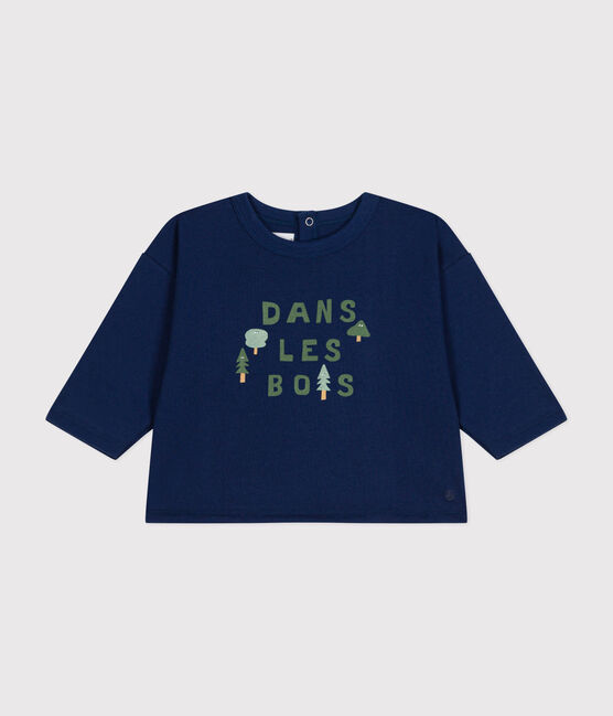 Camiseta de manga larga de punto fino para bebé azul MEDIEVAL