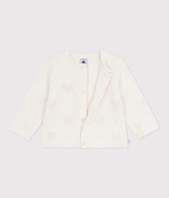 Cárdigan de algodón con estampado de corazones para bebé blanco MARSHMALLOW
