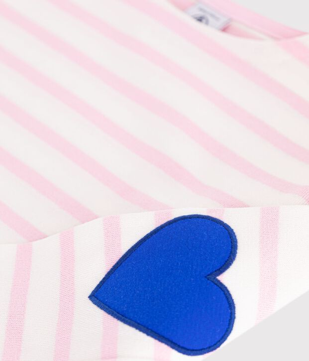 Marinera infantil de algod&oacute;n a rayas rosa/rosa