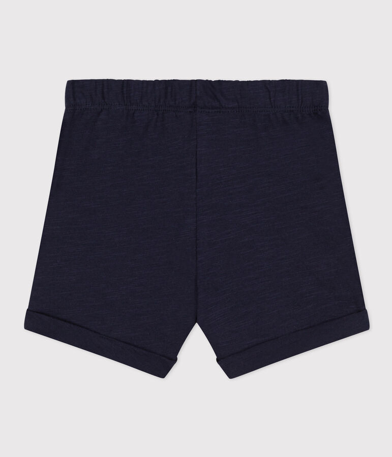 Shorts lisos de punto flameado para beb&eacute; azul