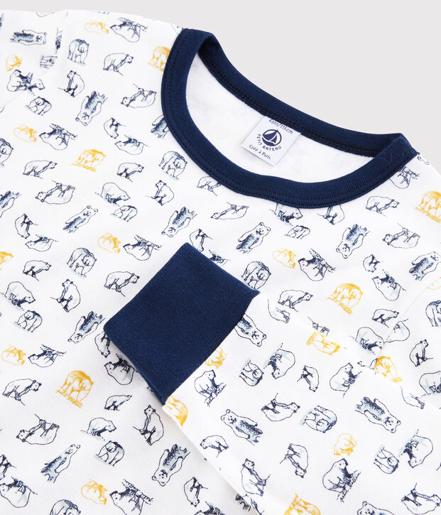Pijama de punto con oso polar para ni&ntilde;o blanco/multicolor