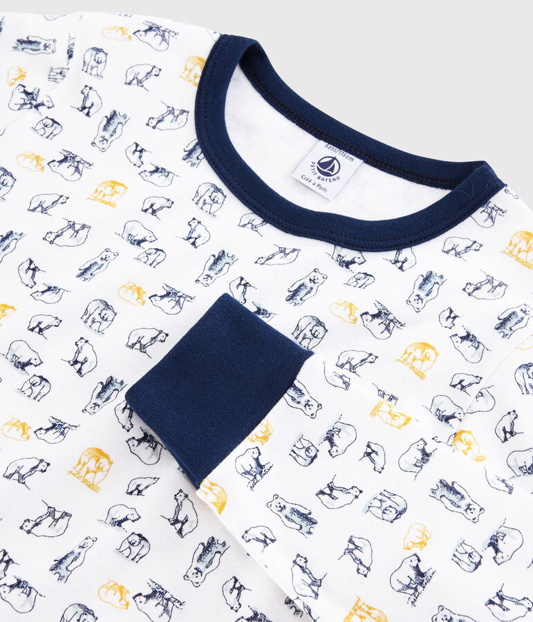 Pijama de punto con oso polar para ni&ntilde;o blanco/multicolor