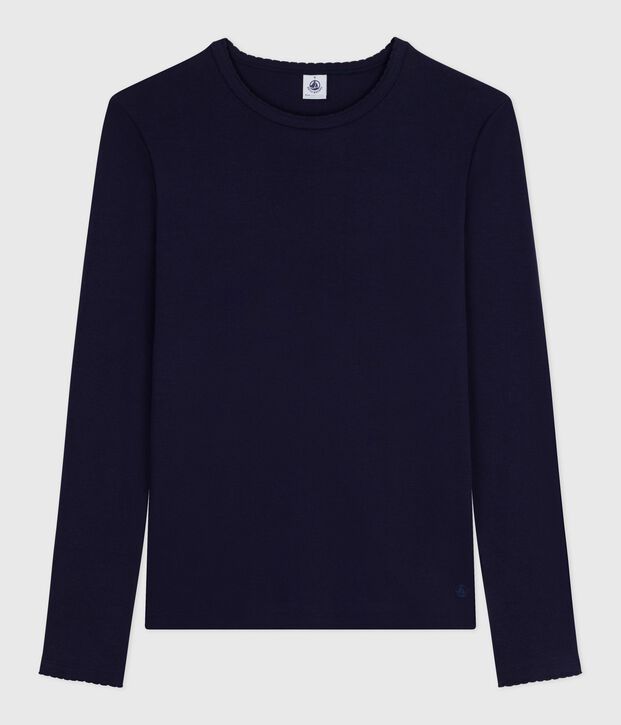 Camiseta Ic&oacute;nica cocotte de manga larga de algod&oacute;n para mujer azul