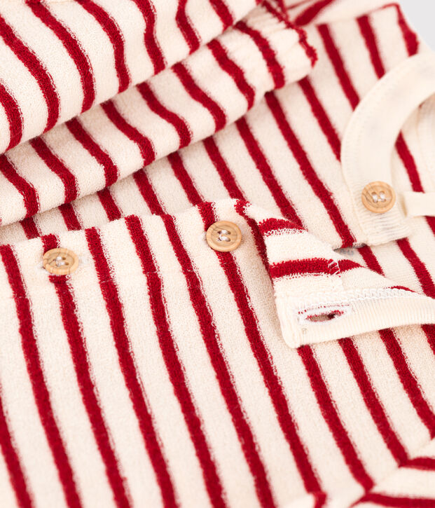 Conjunto de beb&eacute; de 2 piezas a rayas de rizo de beb&eacute; crudo/rojo