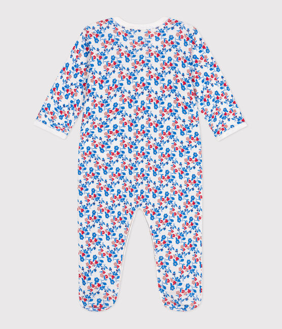 Pijama de algodón con flores para bebé blanco MARSHMALLOW/blanco MULTICO